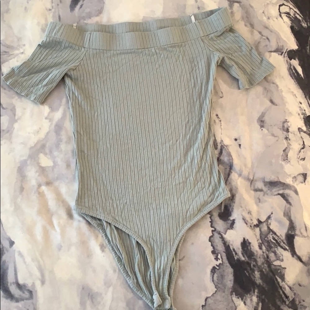 Green off the shoulder body suit